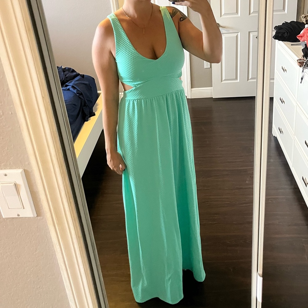Teal Maxi Dress w/ Cut Out Back